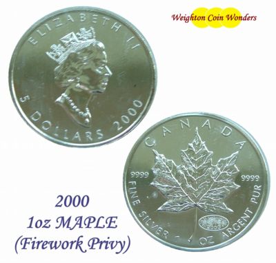 2000 1oz Silver Maple - FIREWORKS Privy